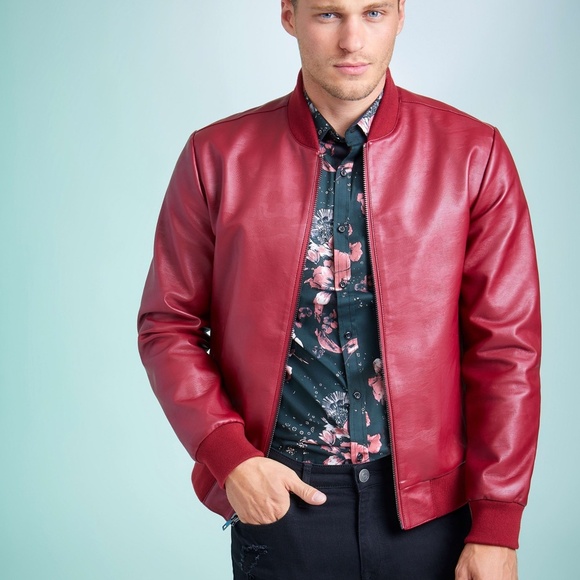 G BY GUESS Tactical Faux-Leather Bomber Jacket - Picture 1 of 7